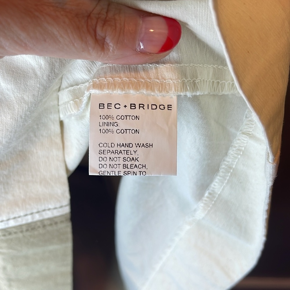 BEC & BRIDGE Artie Mini Dress Tan/White Size 8 - Picture 5 of 5